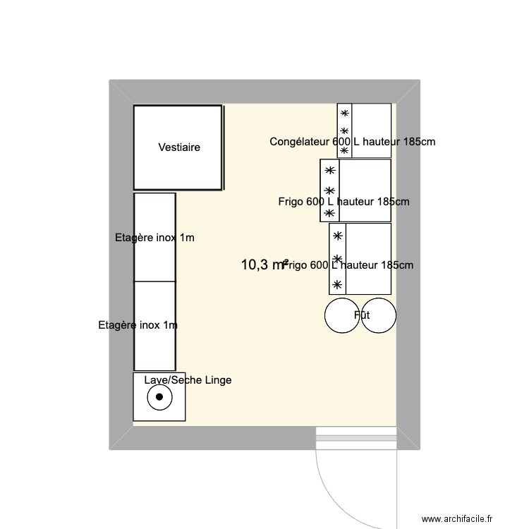 Réserve. Plan de 1 pièce et 10 m2