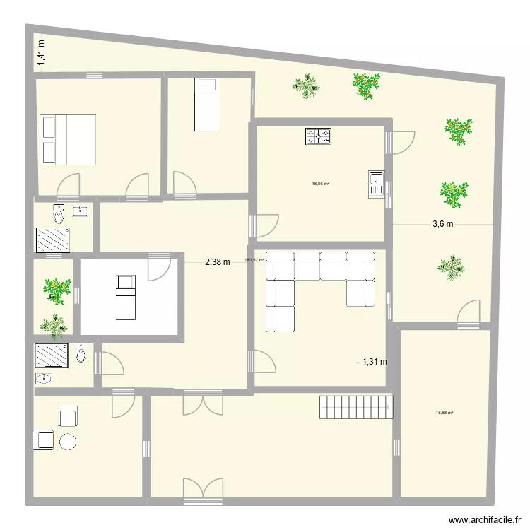 KHALIL. Plan de 3  et 54 m²