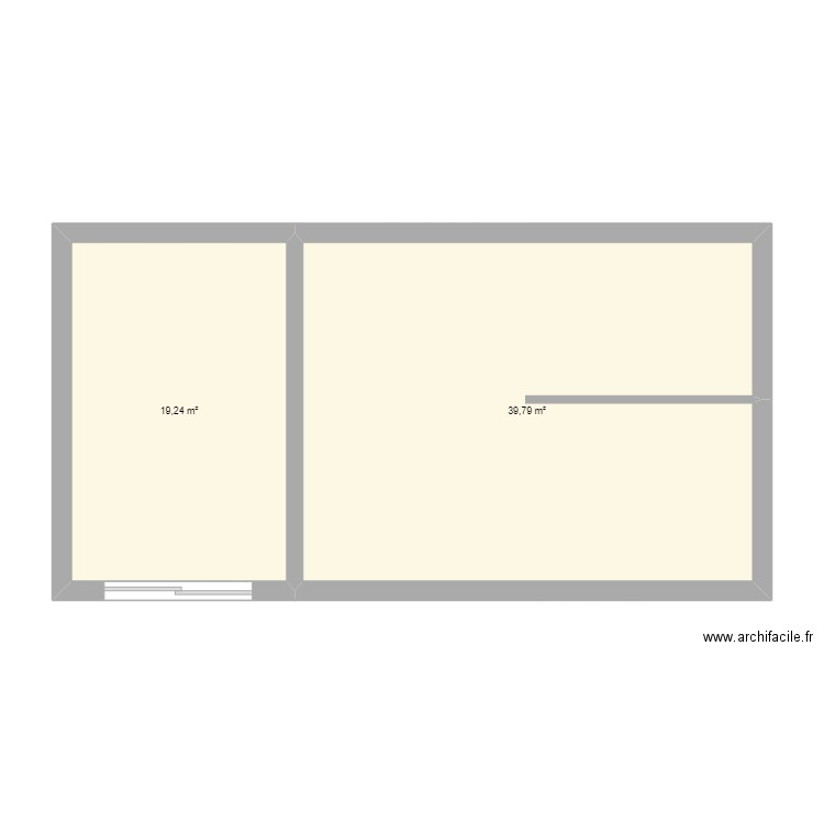 chalet. Plan de 2 pièces et 59 m2