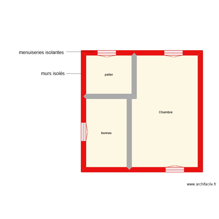 lascaud étage scénario 3. Plan de 3 pièces et 34 m2