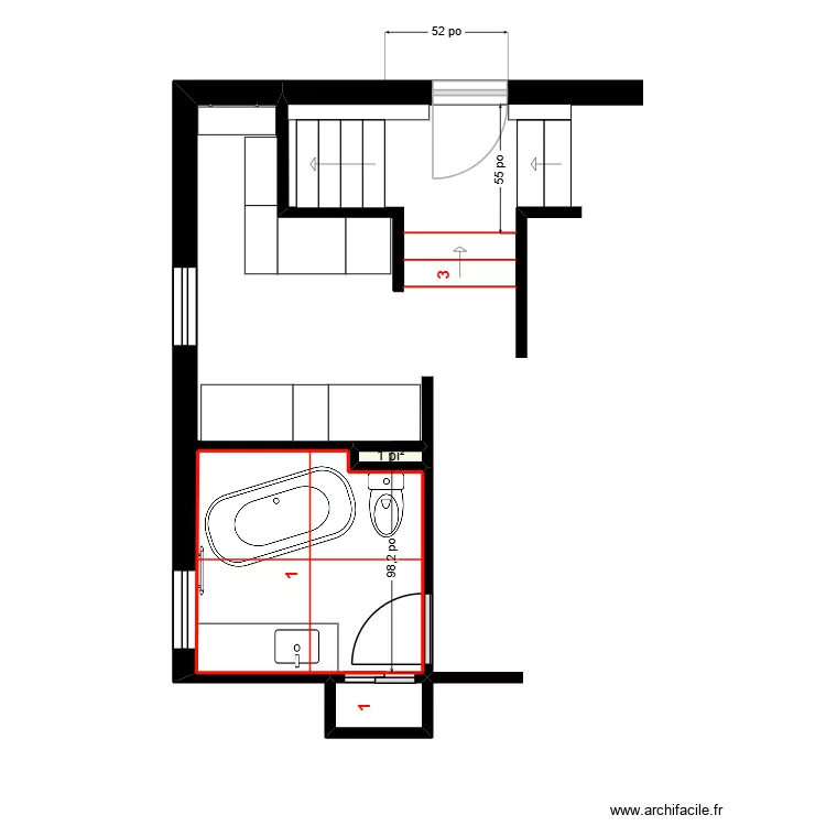 Croteau Plan de pose. Plan de 2  et 1 m²