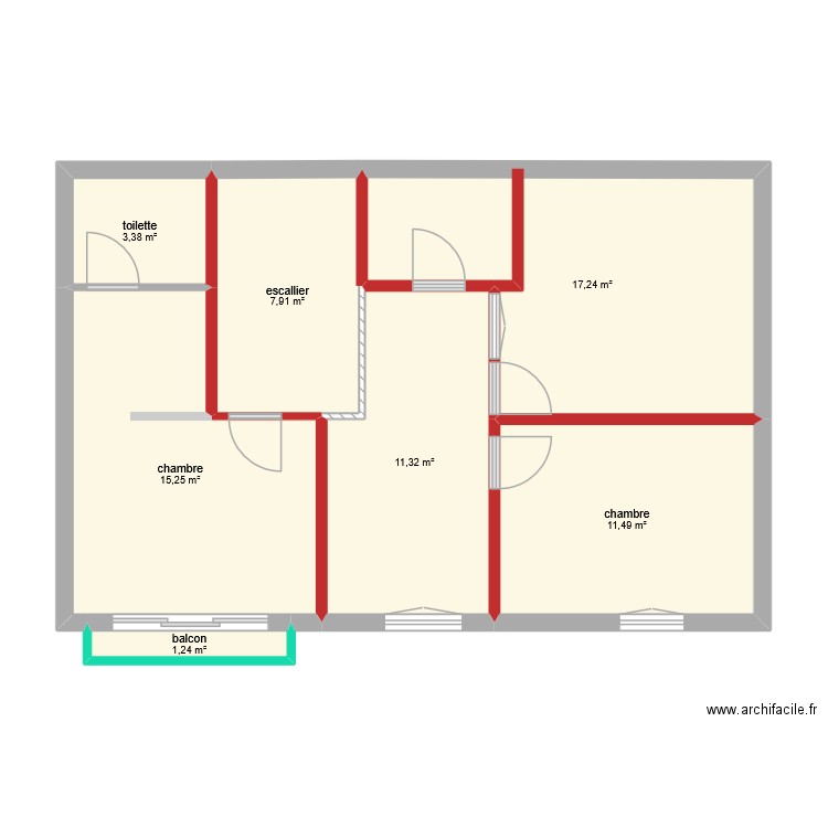 constriction. Plan de 7 pièces et 68 m2
