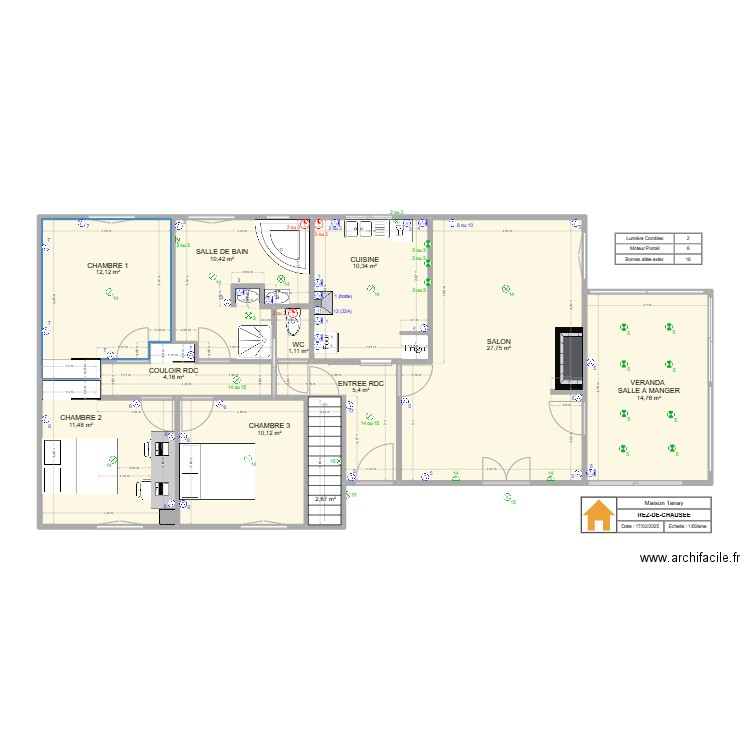 Tanay RdC. Plan de 11 pièces et 110 m2