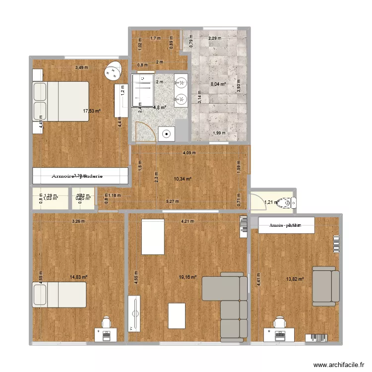 Taverny 5. Plan de 10 Pièces et 91 m² Taverny 5. Plan de 10 Pièces et 91 m²