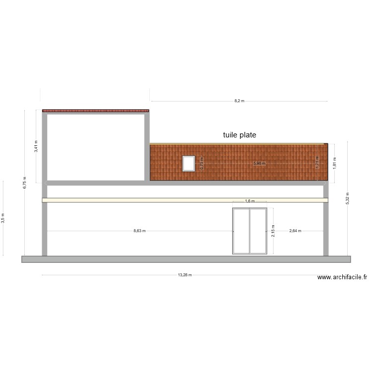 existant est. Plan de 0 pièce et 0 m2