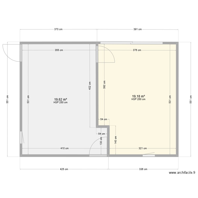 Chambre garage AuréJu 14. Plan de 2 pièces et 39 m2