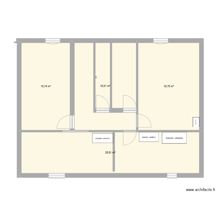 cahour 2. Plan de 4 pièces et 81 m2