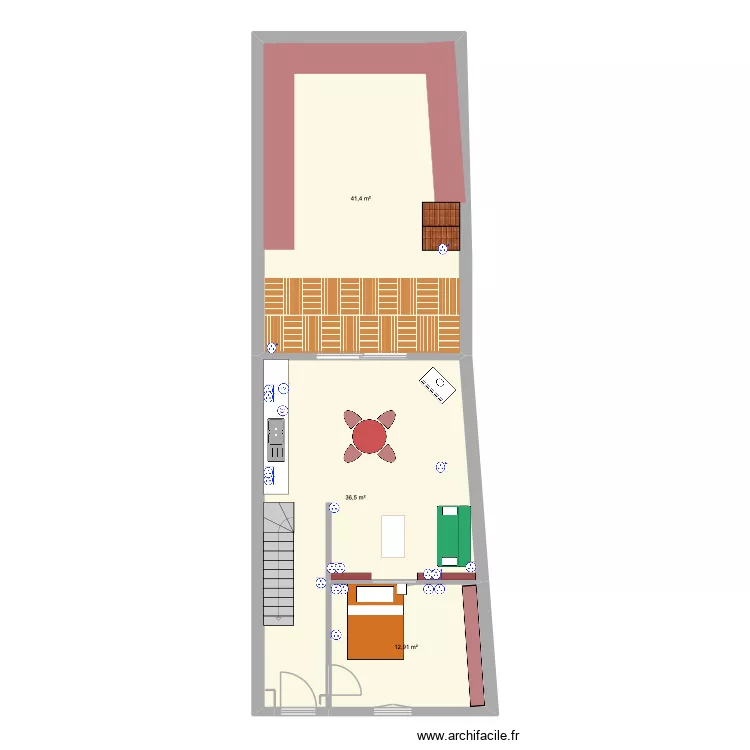 Valmy RDC elec en cours. Plan de 3  et 91 m²