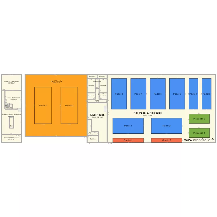 Projet Indoor Padel Big. Plan de 