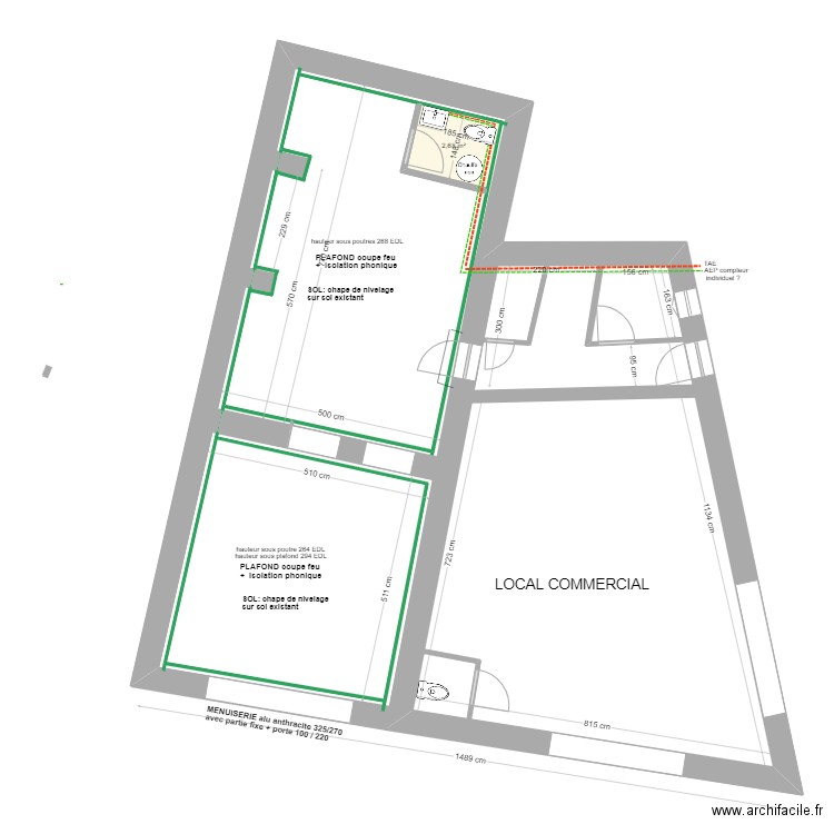 GUITARD PROJET  RDC. Plan de 1 pièce et 3 m2