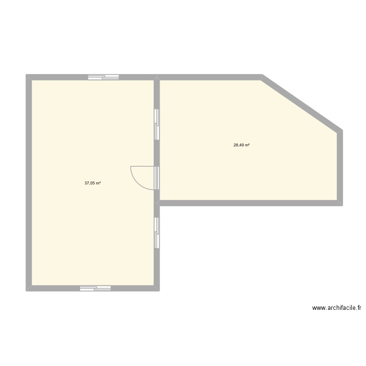 Landeda. Plan de 2 pièces et 66 m2