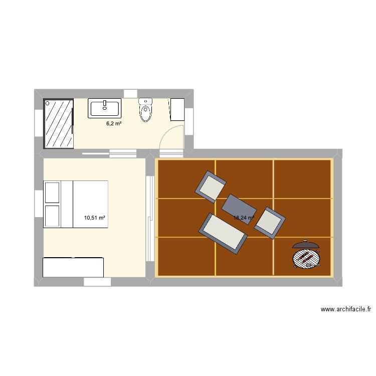 mada2. Plan de 3 pièces et 35 m2