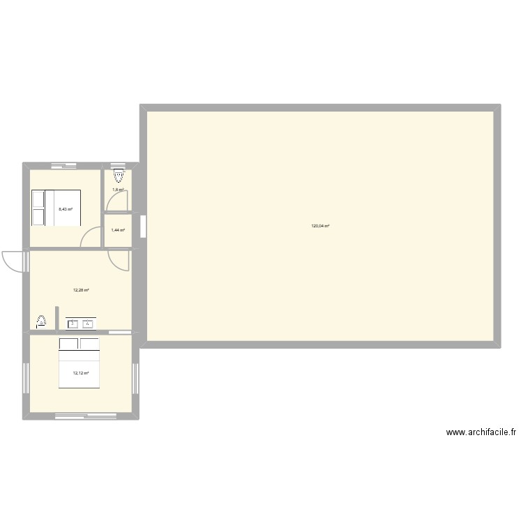 yaya. Plan de 6 pièces et 156 m2