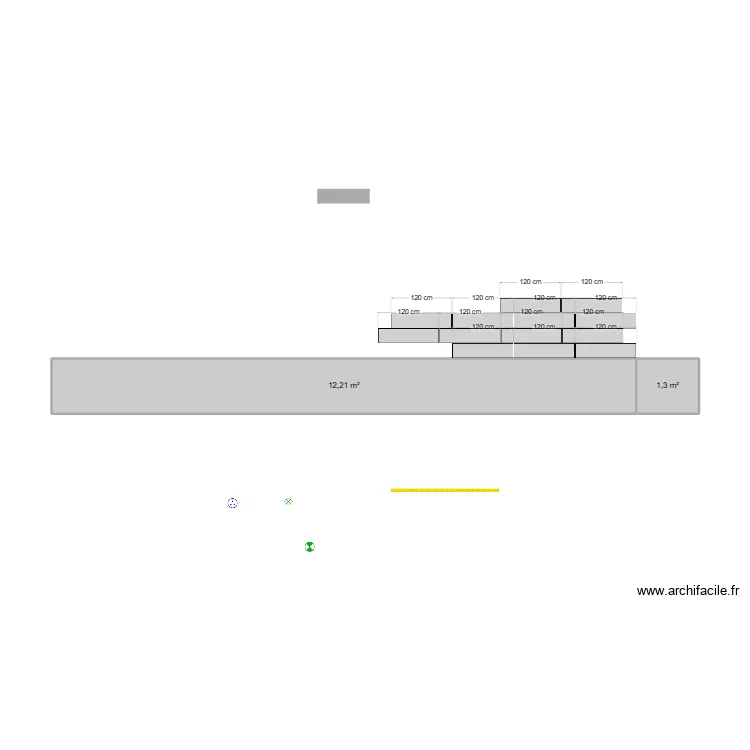terrasse. Plan de 2  et 14 m²