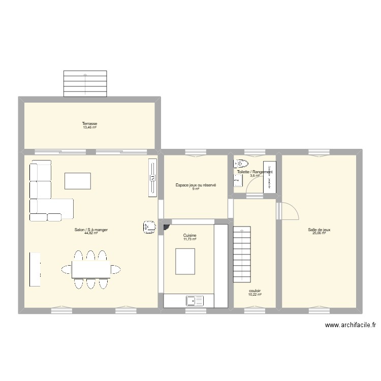 Déborah Etage 1. Plan de 7 pièces et 118 m2