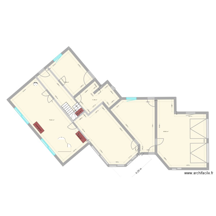 Binic RDC2. Plan de 4 pièces et 177 m2
