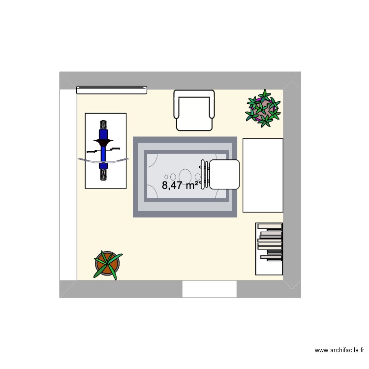 bureau fad. Plan de 1 pièce et 8 m2