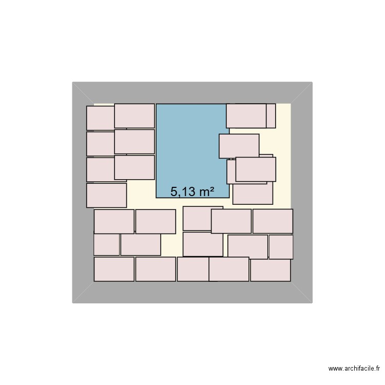 fenetre. Plan de 1 pièce et 5 m2