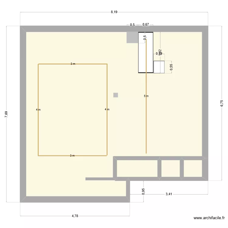 Magasin RIQUET V2. Plan de 4  et 51 m²
