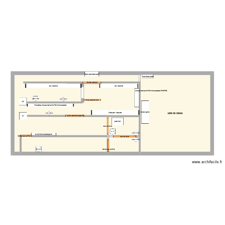 CHANTIER ECOLE. Plan de 2 pièces et 90 m2