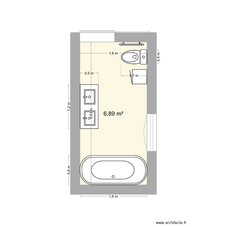 Thimothy 3. Plan de 1 pièce et 7 m2