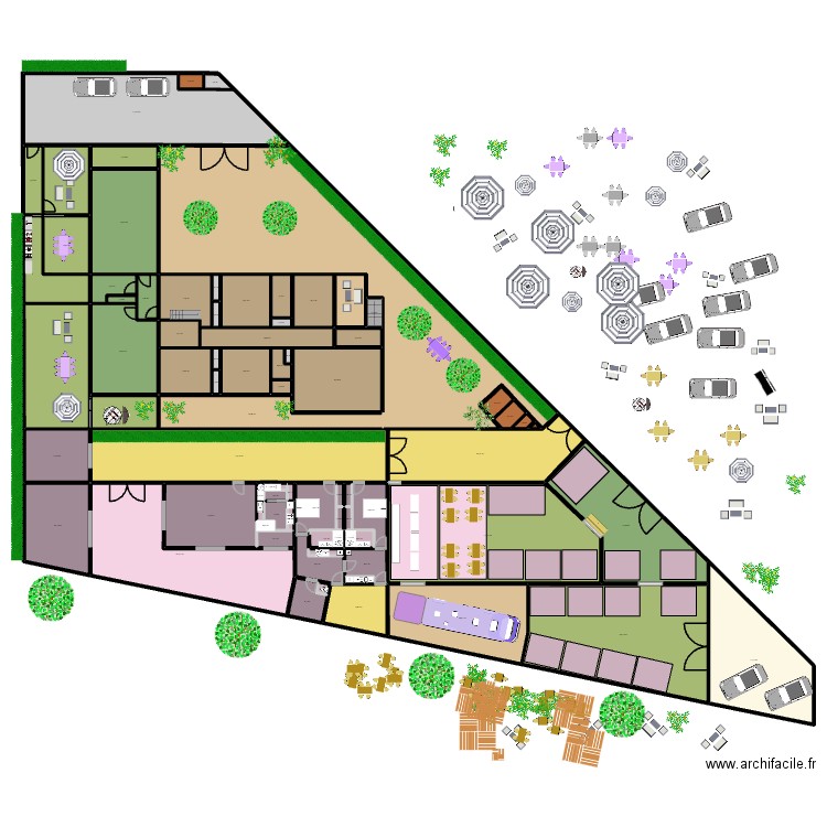 FOODTRUCK 1011B. Plan de 76 pièces et 1888 m2