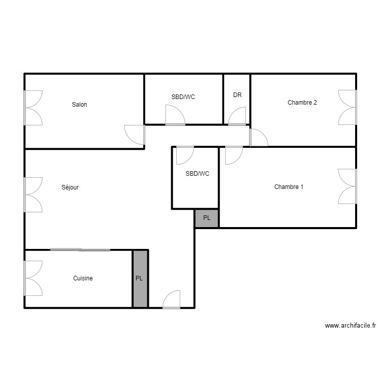 Plan gg. Plan de 10 pièces et 104 m2