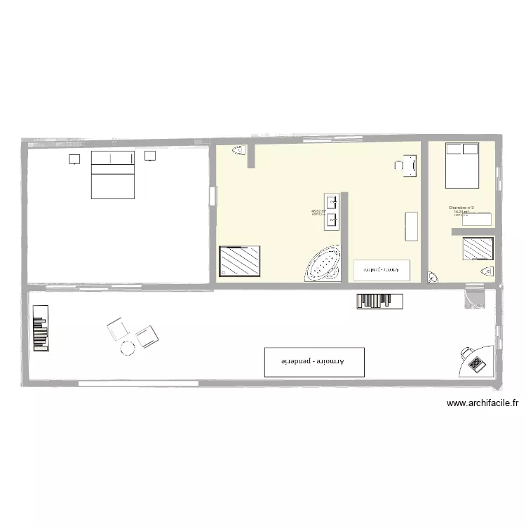 1er projet. Plan de 2  et 65 m²