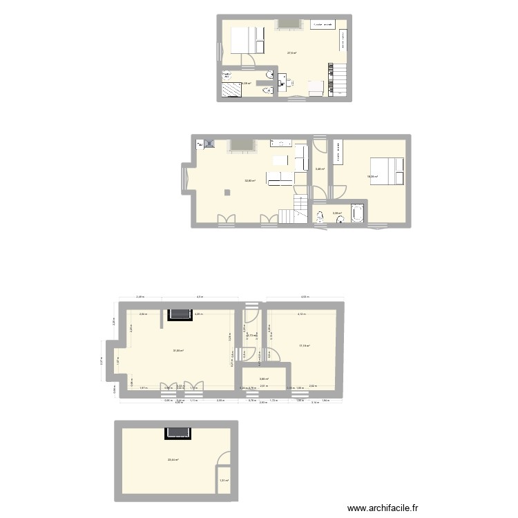 Maison Lestiac. Plan de 7 pièces et 94 m2