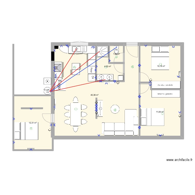 maison rouma finale. Plan de 6 pièces et 80 m2