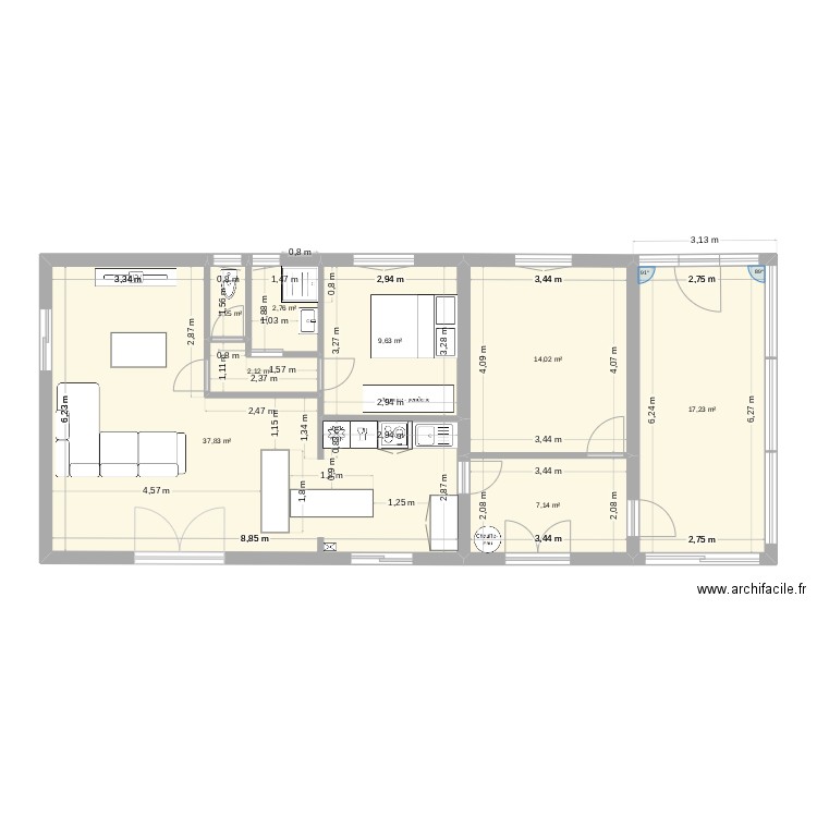 lugos modif 3. Plan de 8 pièces et 92 m2