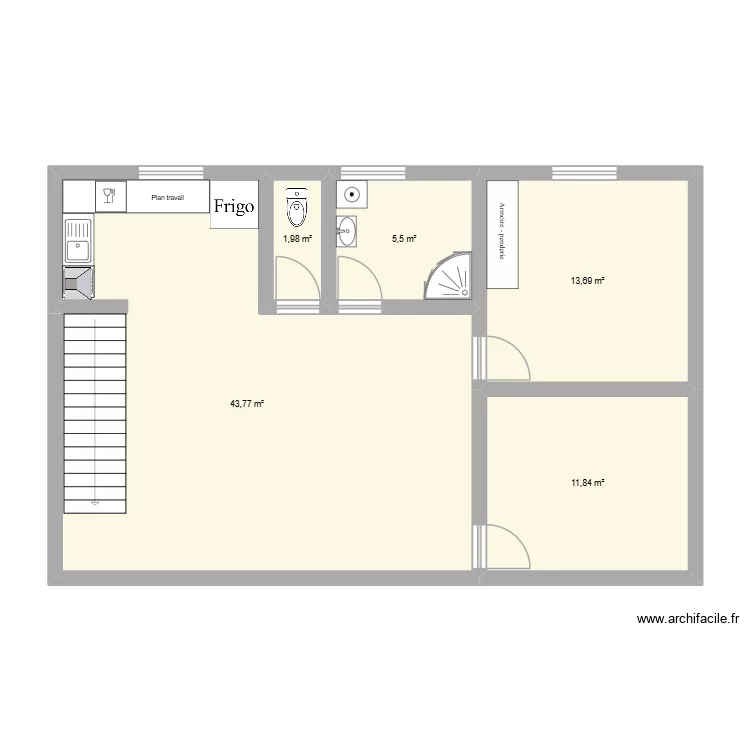 Atelier a construire. Plan de 5  et 77 m²