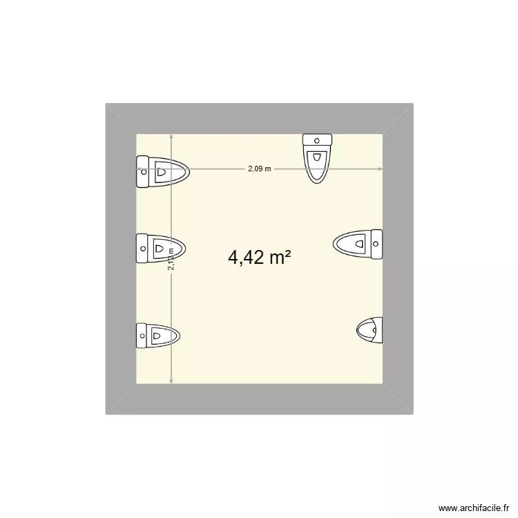 wc maternelle. Plan de 1  et 4 m²