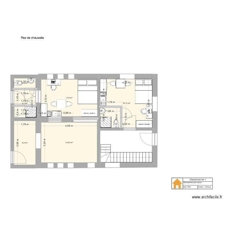 Chavannes var 1. Plan de 12 pièces et 112 m2