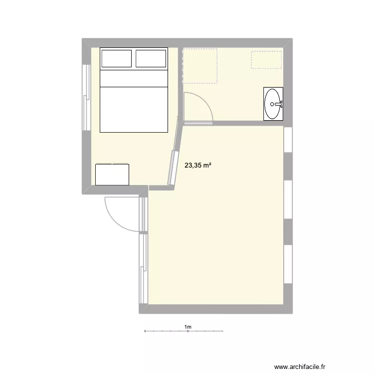 bungalow 1. Plan de 1  et 23 m²