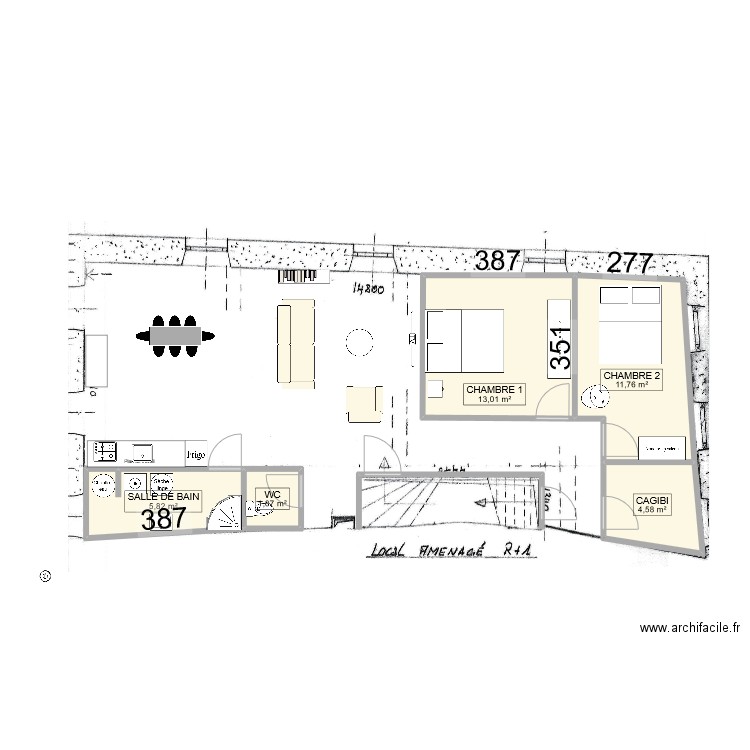 PLAN 2 R+1. Plan de 5 pièces et 37 m2