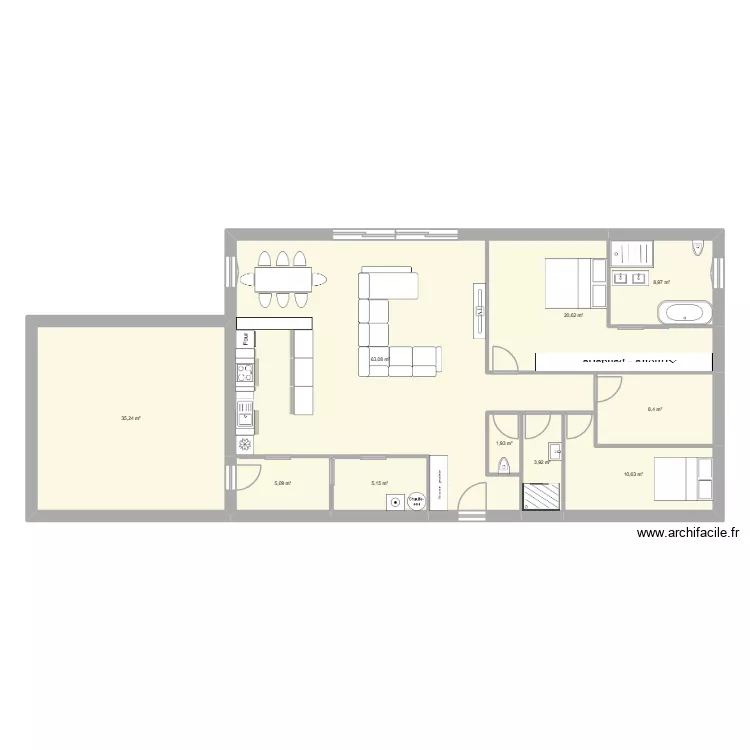 maison 1. Plan de 10  et 163 m²