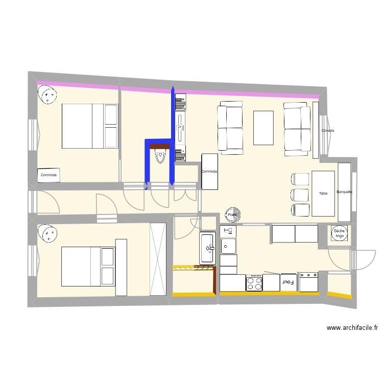 Option 2. Plan de 15 pièces et 107 m2
