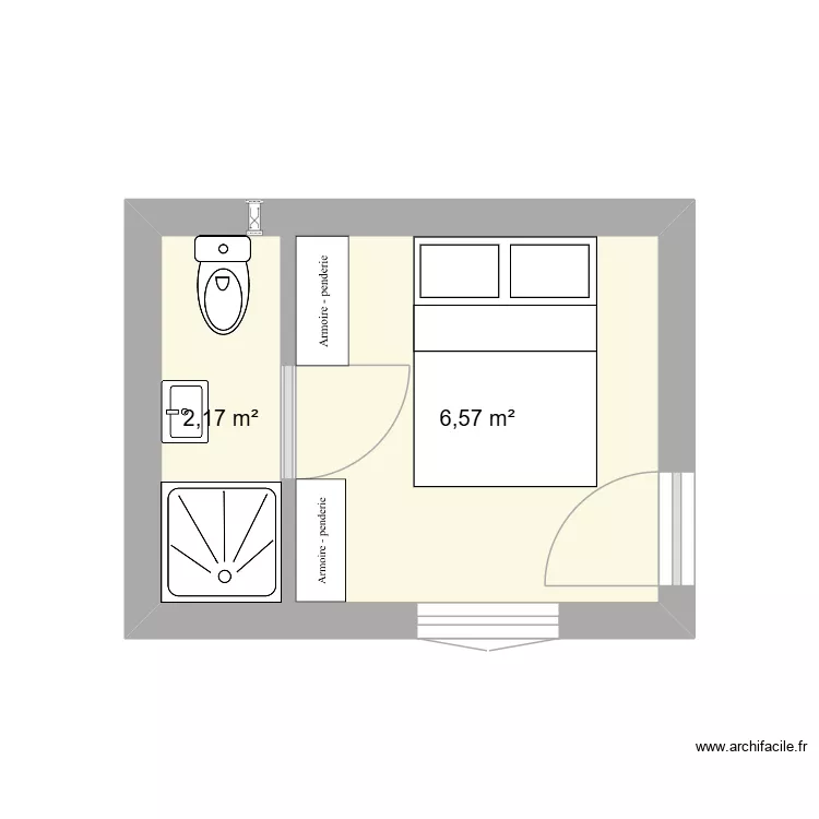 chambre nouvelle. Plan de 2  et 9 m²