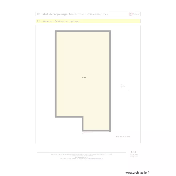BONNEVILLE PLAN REZ DE CHAUSSEE. Plan de 1  et 128 m²