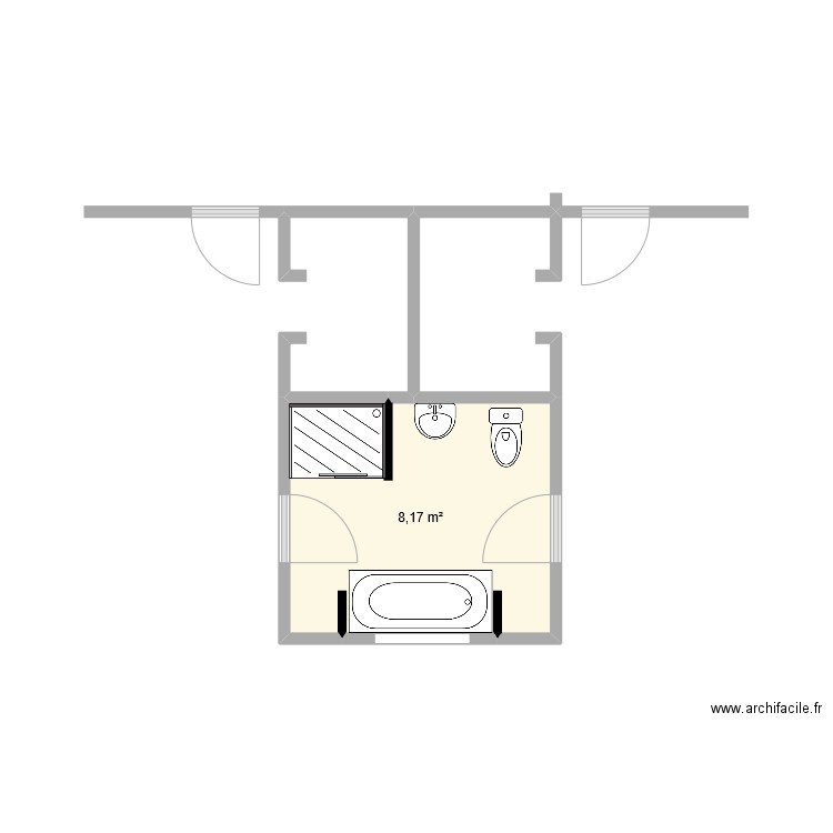 salle de bain  jardin. Plan de 1 pièce et 8 m2
