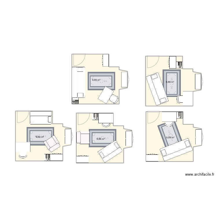 Bureau Madeleine. Plan de 5 pièces et 49 m2