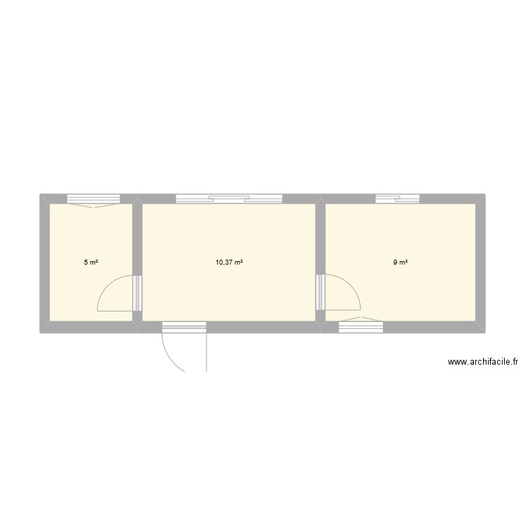 extension. Plan de 3 pièces et 24 m2