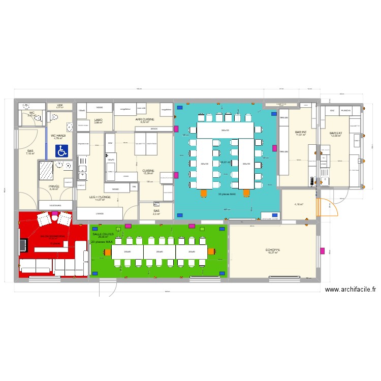 DDK EVENT. Plan de 18 pièces et 204 m2