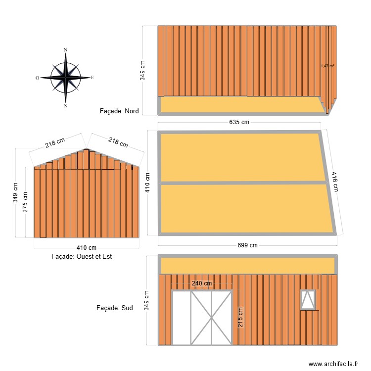 carcan 2. Plan de 18 pièces et 81 m2