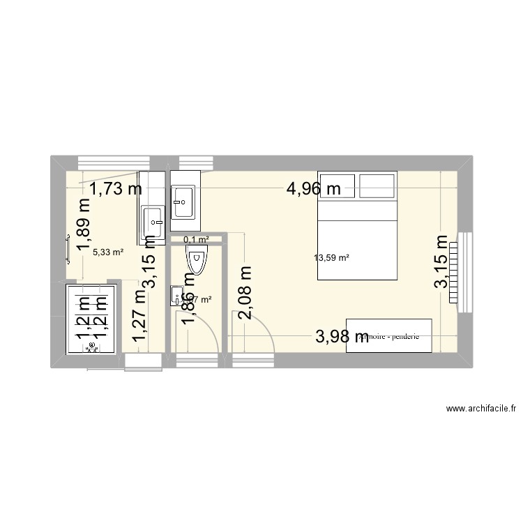 Grande maison 1. Plan de 4 pièces et 21 m2