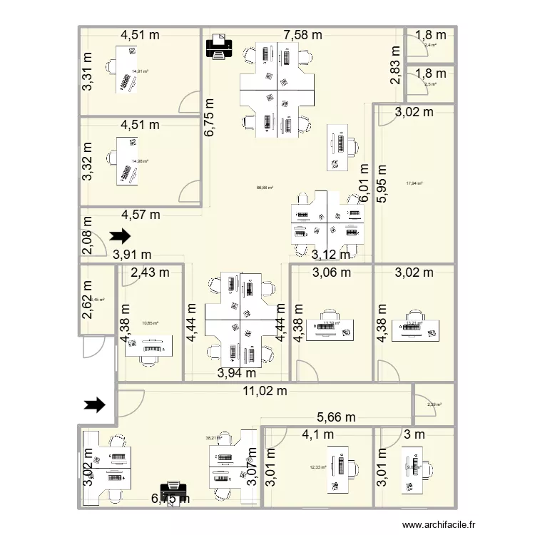 drh alma. Plan de 14 pièces et 242 m²
