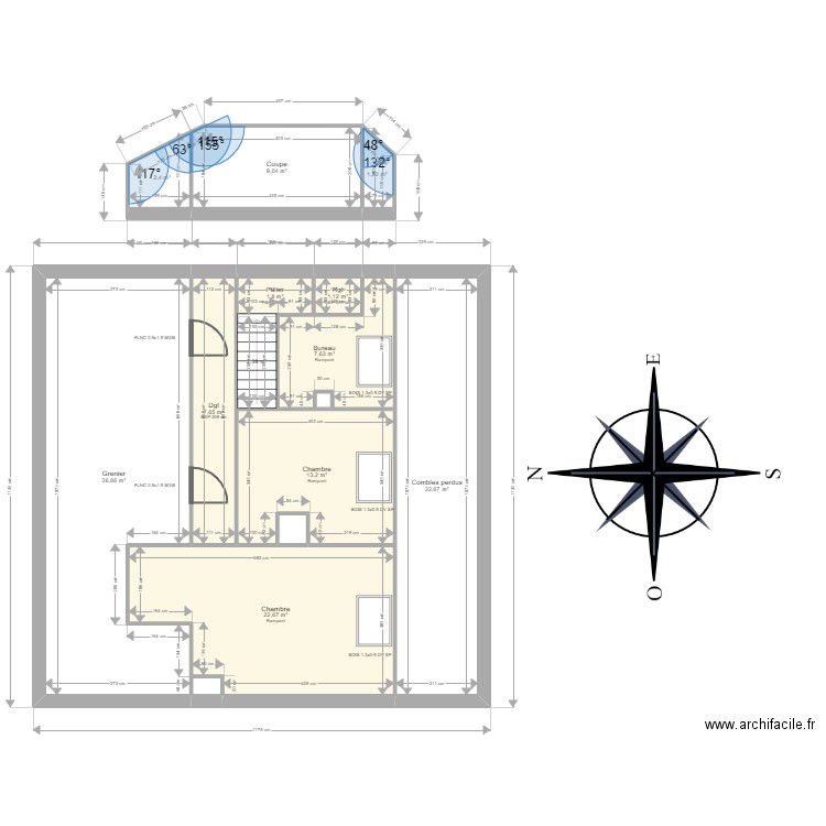 ML24005728 . Plan de 15 pièces et 130 m2