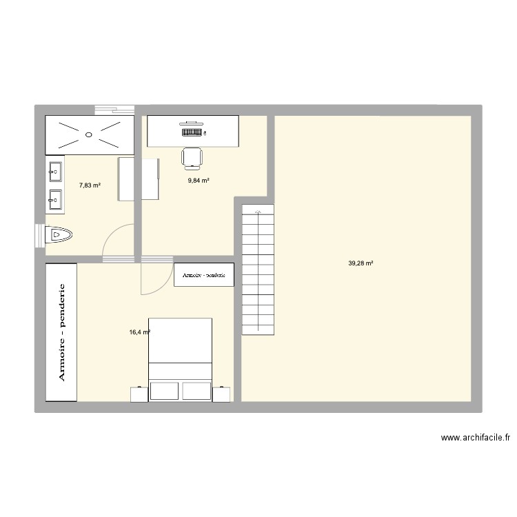 Maison Scandi ETAGE. Plan de 4 pièces et 73 m2
