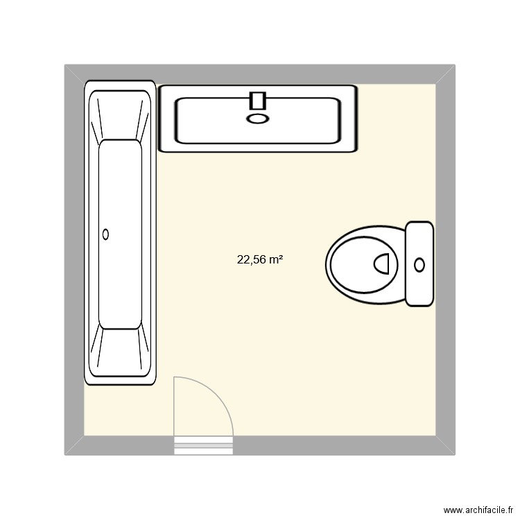 salle de bains tata. Plan de 1 pièce et 23 m2